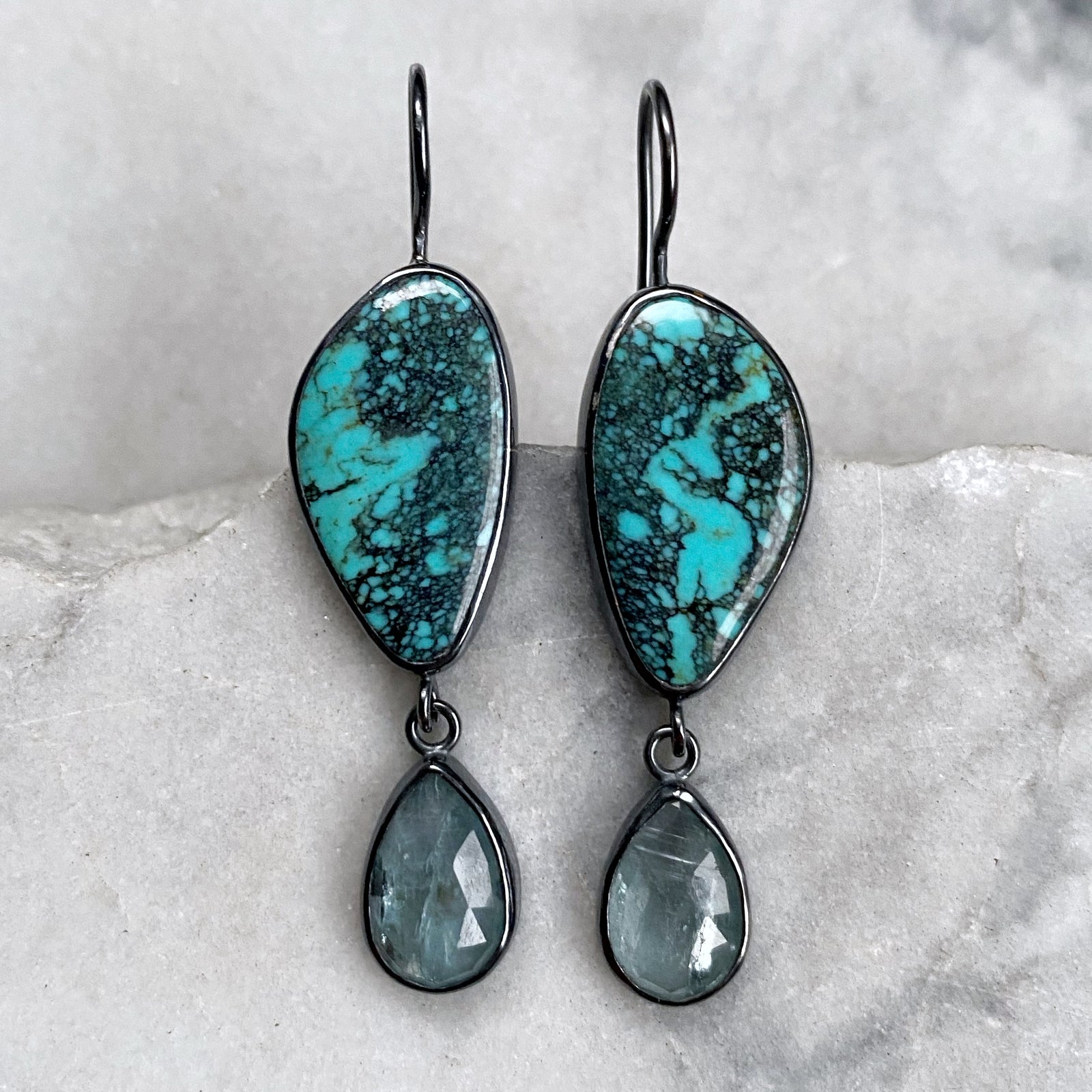 Turquoise and Aquamarine Earrings